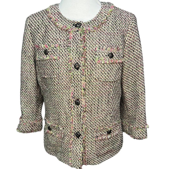 Talbots Tweed Fringed Blazer - Picture 1 of 6